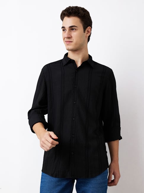 Spykar Men Black Slim Fit Solid Full Sleeve Casual Shirt-picture-15
