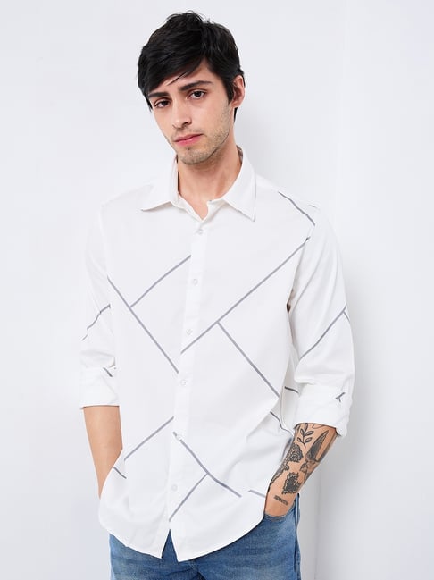 Spykar Men White Slim Fit Printed Full Sleeve Casual Shirt-picture-29