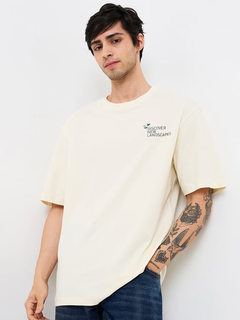 Spykar Men White Loose Fit Solid Half Sleeve Casual T-Shirt-picture-38
