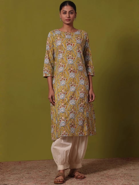 Folksong By W Yellow Printed Kurta-picture-43