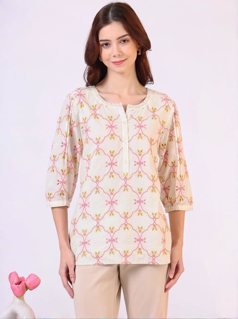 W White Embroidered Kurti-picture-33