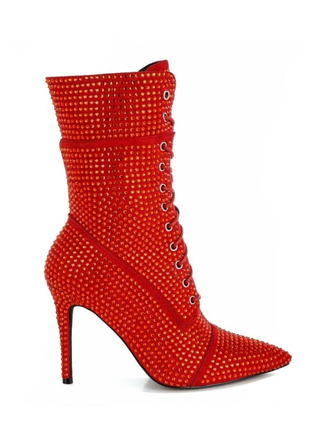 London Rag Women's Red Stiletto Booties-picture-47