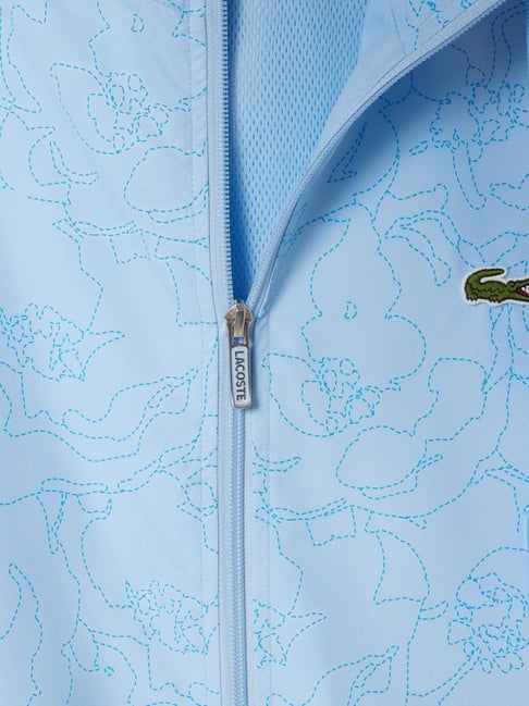 LACOSTE 水色 花柄 ナイロンジャケット US S Lacoste Blue Regular Fit Floral Print Hooded Jacket