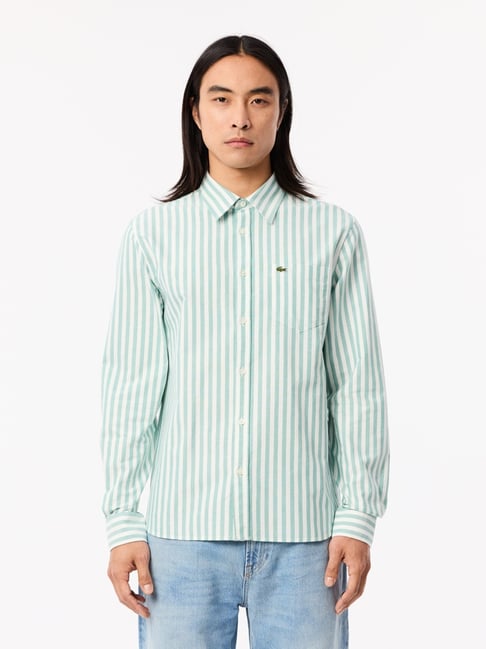 Lacoste Green Regular Fit Striped Shirt-picture-30