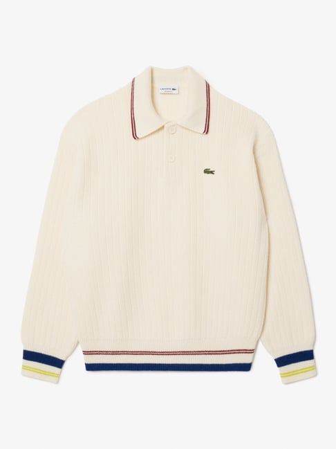 Lacoste White Relax Fit Sweater