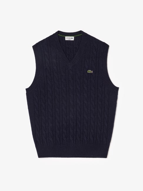 LACOSTE ネイビー ベスト US M Lacoste Blue Classic Fit Sweater