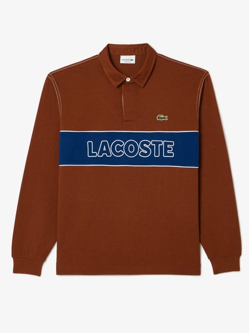Lacoste Brown Relax Fit Printed Polo T-Shirt