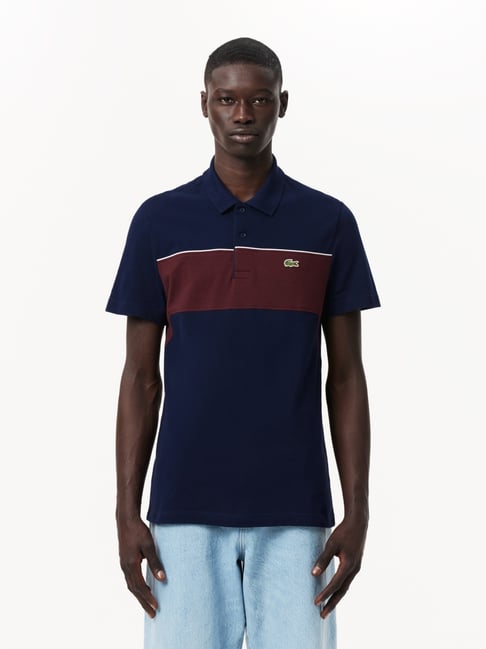Lacoste Blue Regular Fit Colour Block Polo T-Shirt