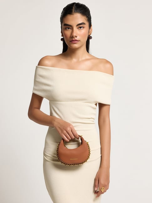 Miraggio Brown Solid Small Handbag