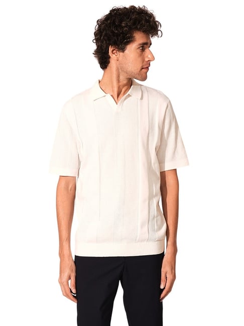 selected homme Selected Beige Regular Self Design T-Shirt-picture-26