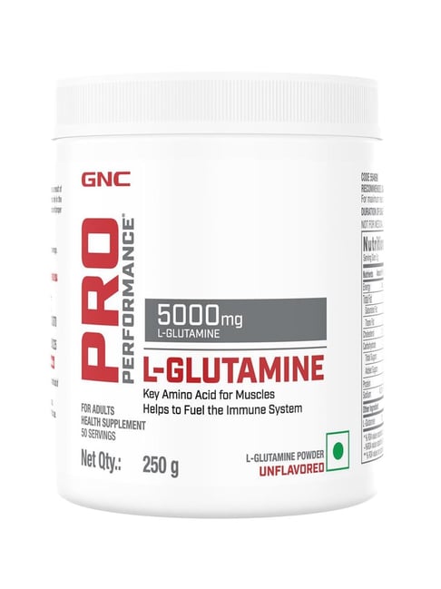 GNC Pro Performance L-Glutamine 5000 mg | Key Amino Acid | Formulated in USA Powder - 250gm