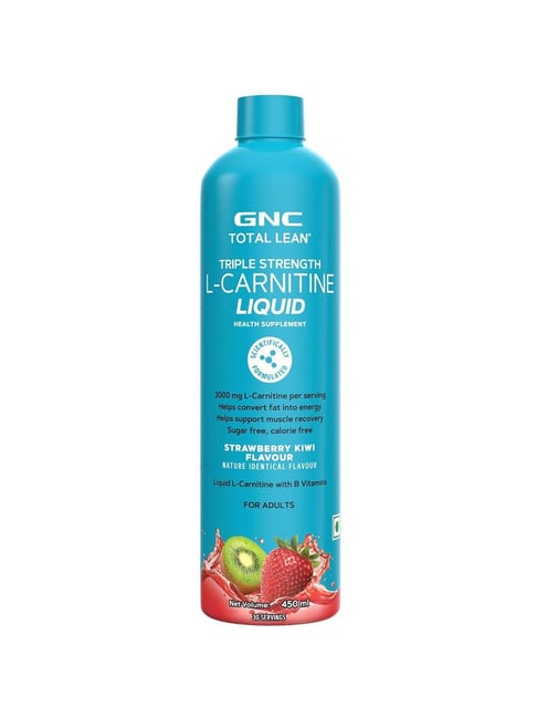 GNC Liquid L-Carnitine 3000mg | Burns Fat | Added B Vitamins |Strawberry Flavoured Liquid - 450ml