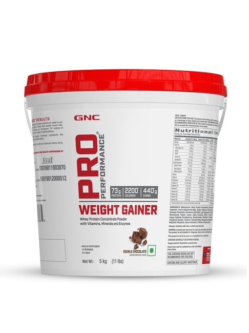 GNC Pro Performance Weight Gainer |73g Protein Double Chocolate Flavoured Post-Workout Powder - 5 kg