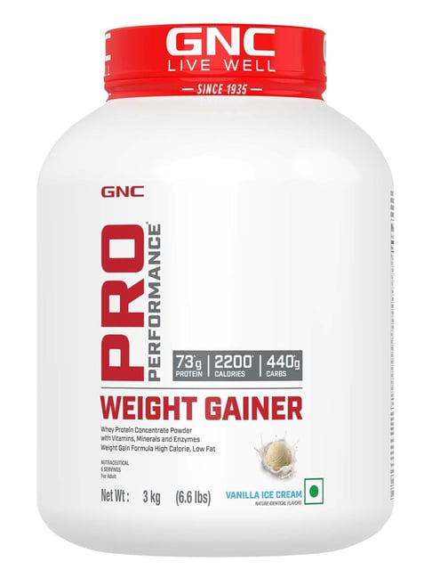 GNC Pro Performance Weight Gainer | 73g Protein Vanilla Ice Cream Post-Workout Powder - 3 kg