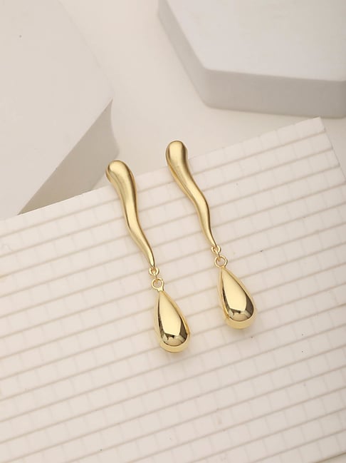 Saraf RS Jewellery Anti-Tarnish 18k Gold Plated Elegant Water Drop  Minimalist Earrings for Women