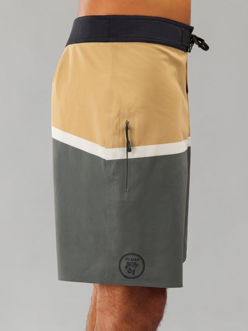 Olaian by Decathlon Khaki Slim Fit Colour Block Swim Shorts
