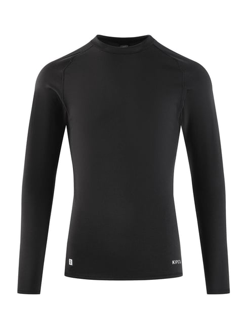Kipsta by Decathlon Black Skinny Fit Sports T-Shirt