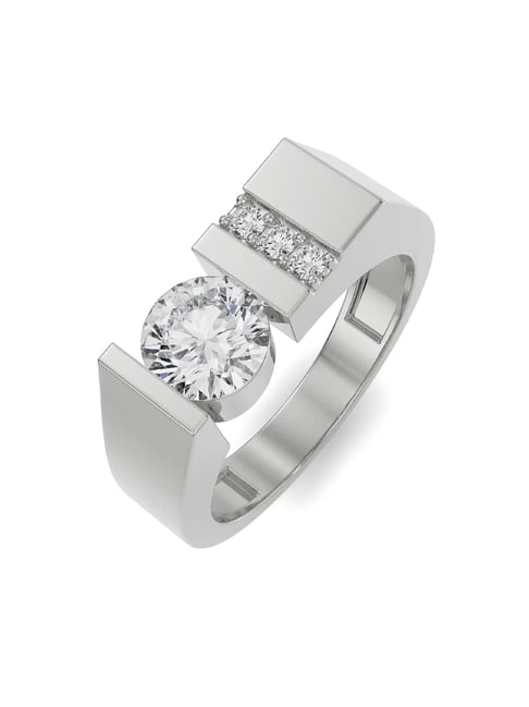 emori white gold classic round solitaire wedding band