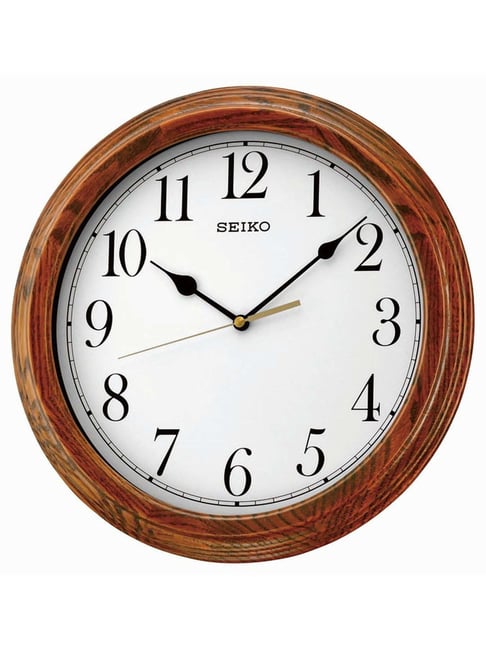 Seiko Brown Wooden Round English Numbers Wall Clock