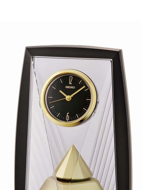 SEIKO 振り子付き置時計 ゴールド ブラック Seiko Golden & Black Plastic Rectangular Pendulum Table Clock