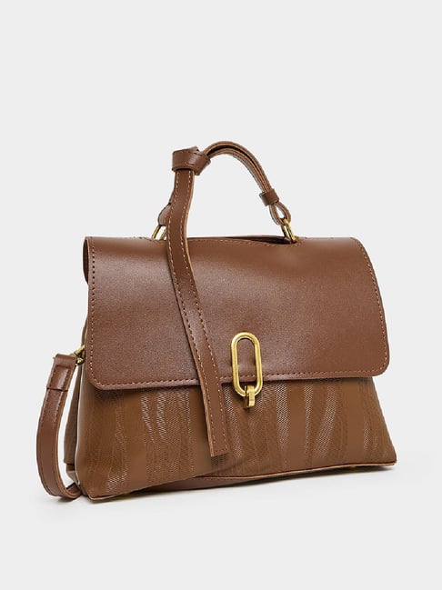 Styli Brown Textured Handbag-picture-16