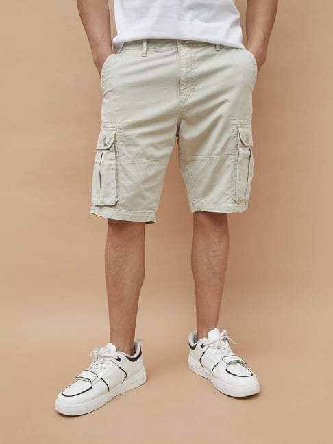 Fame Forever By Lifestyle Cream Regular Fit Cargo Shorts