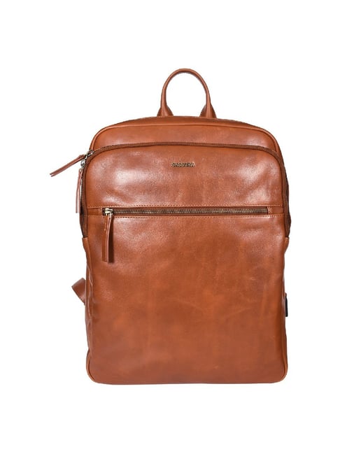 SASSORA Zinnia Tan Leather Large Backpack-picture-19