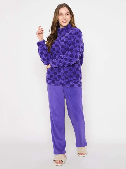 madame m secret MSECRET Purple Checks Pyjama Set-picture-27