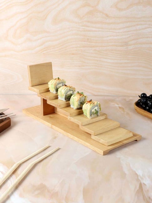 NATURALLYOURS Brown Acacia Wood Sushi Ladder