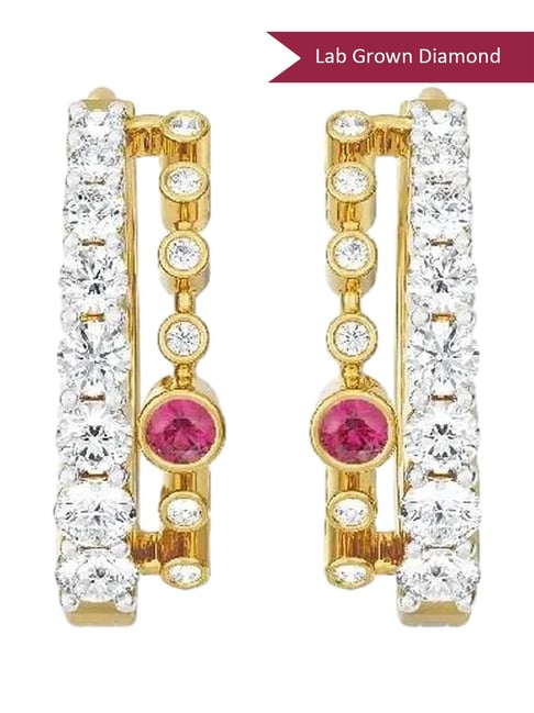 EMORI 18k (750) Yellow Gold Zoya Lab Grown Diamond Hoops for Women-picture-41