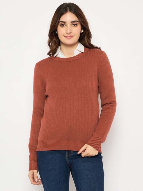 MADAME Rust Solid Sweater-picture-33