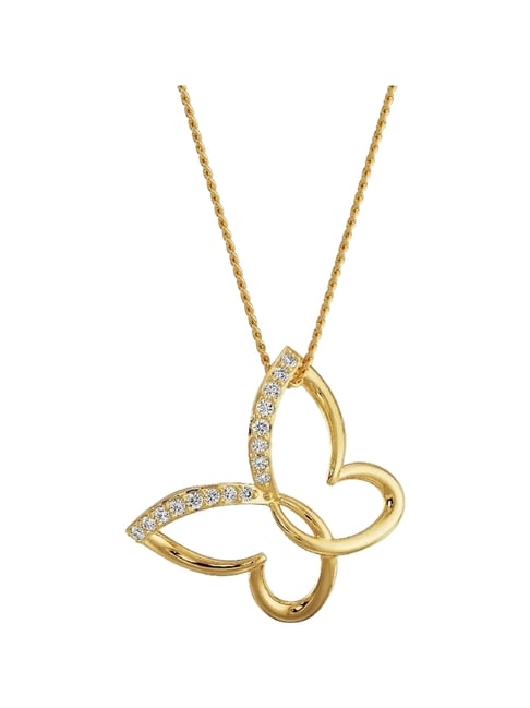 EMORI 18k (750) Yellow Gold Minimalist Butterfly Diamond Pendant-picture-32