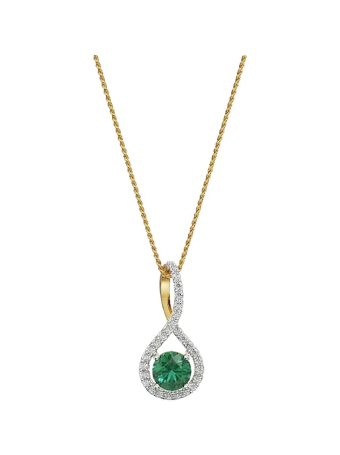 EMORI 18k (750) Yellow Gold Emerald Pave Diamond Pendant