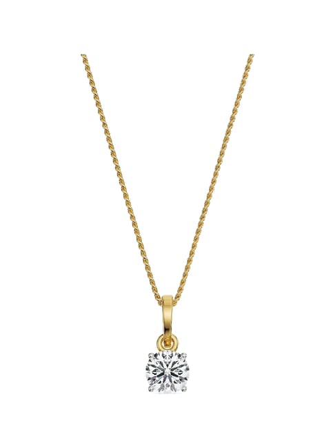 EMORI 14k (585) Yellow Gold 0.5 CT Round Solitaire Pendant-picture-18