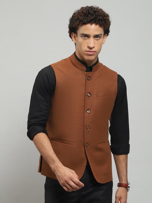 Monte Carlo Brown Regular Fit Nehru Jacket