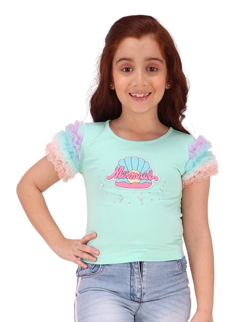 Cutecumber Girls Aqua Embellished Top-picture-33