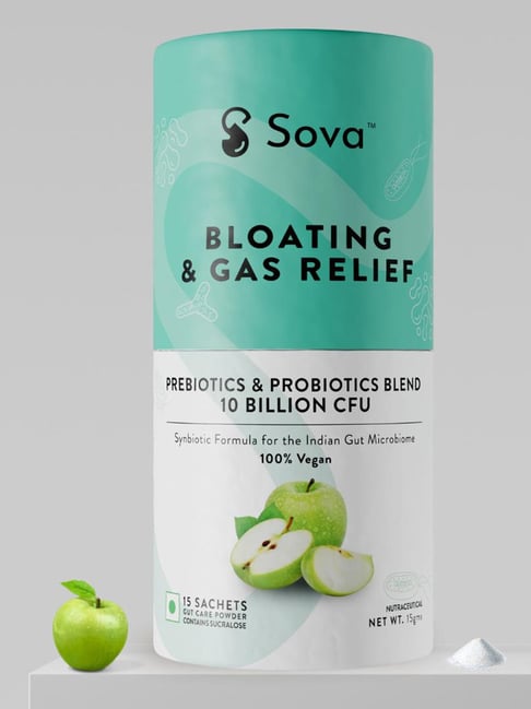 Sova Health Bloating & Gas Relief | CFU Probiotics & Peppermint for Bloating Powder - 10Bn