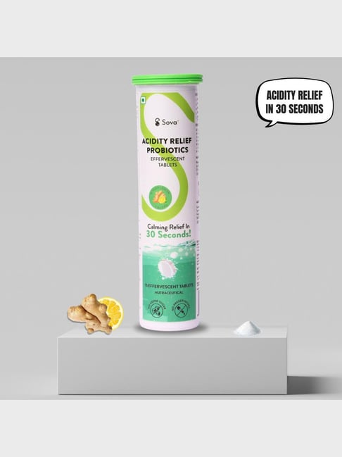 Sova Health Acidity Relief Effervescent 30 Seconds Acidity Relief|CFU Probiotics & Herbs Tabs - 5Bn