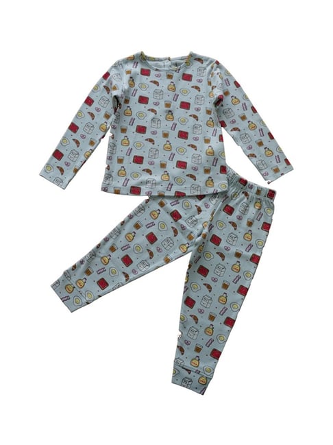 ZACH &KIKI Girls Multi-Color Knit Printed Nightwear Set
