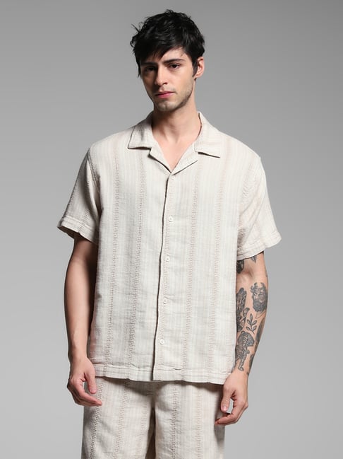 Jack & Jones White Cotton Loose Fit Texture Shirt-picture-18