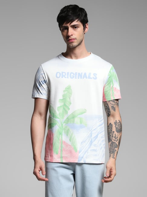 Jack & Jones White Cotton Regular Fit Printed T-Shirt-picture-38