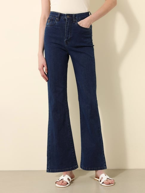 Polo Blue Cotton Bootcut Fit Jeans