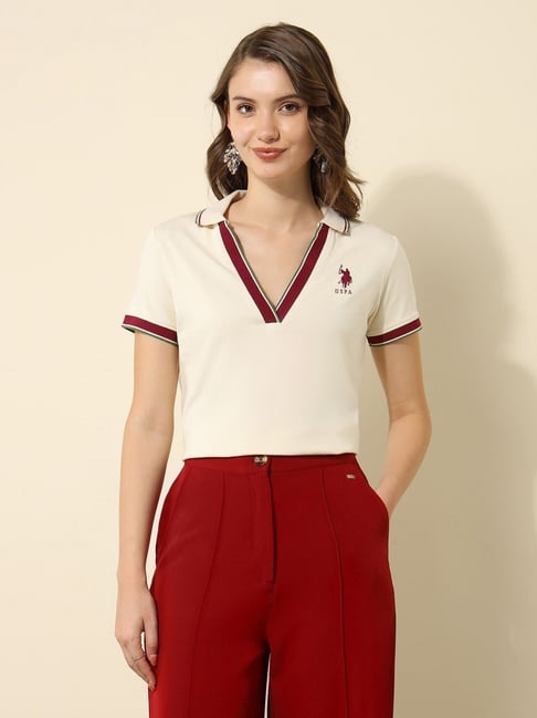 U.S. Polo Assn. White Cotton Regular Fit Polo T-Shirt