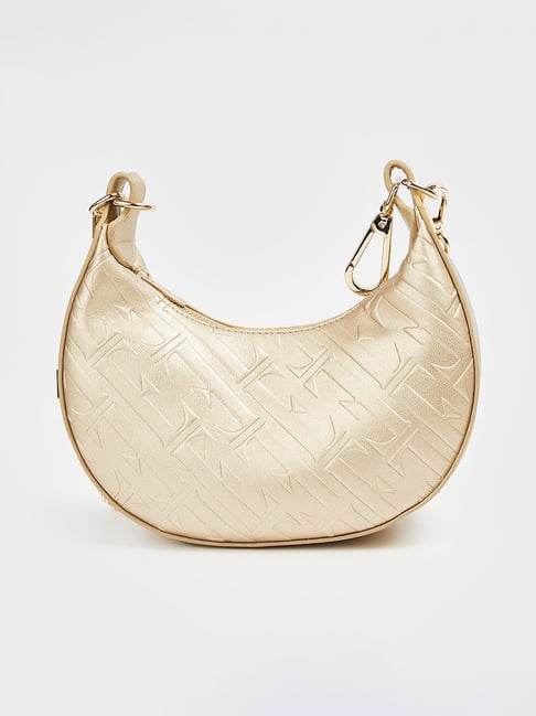 Elle Gold Textured Sling Handbag