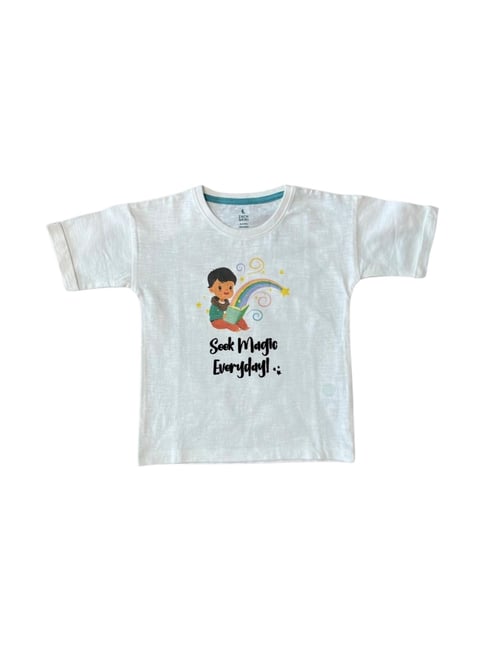 zach and kiki ZACH &KIKI Girls Off White Cotton Printed T- Shirt-picture-18