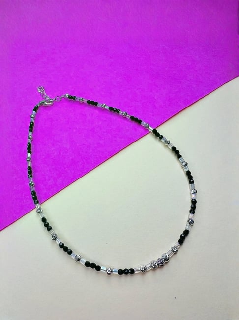 Arte Jewels 925 Sterling Silver Black Beads Anklet For Women-picture-27