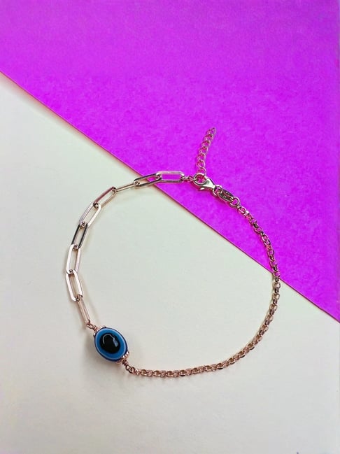 Arte Jewels 925 Sterling Silver Evil Eye Rose Gold Bracelet For Women-picture-41