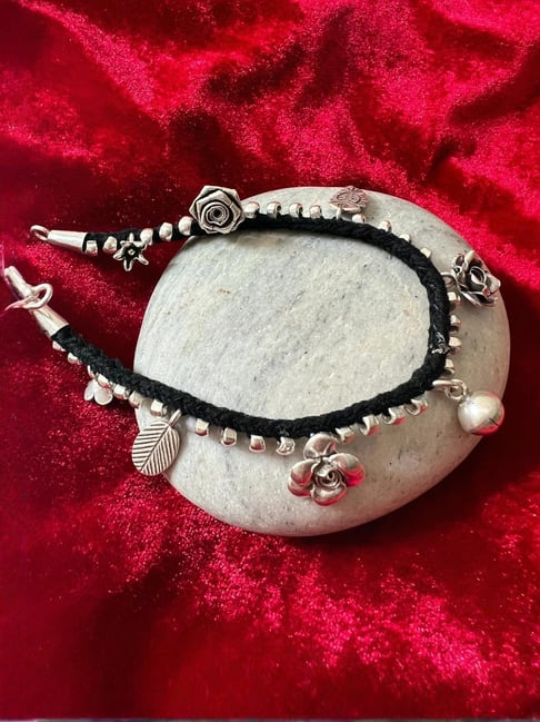 Arte Jewels 925 Sterling Silver Charms Thread Payal For Women