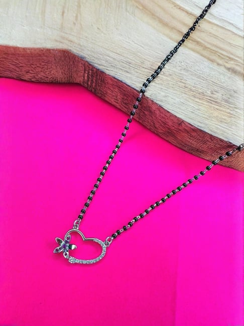 Arte Jewels 925 Sterling Silver Round Stone Rose Gold Mangalsutra For Women-picture-37