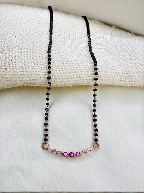 Arte Jewels 925 Sterling Silver Round Stone Rose Gold Mangalsutra For Women-picture-40